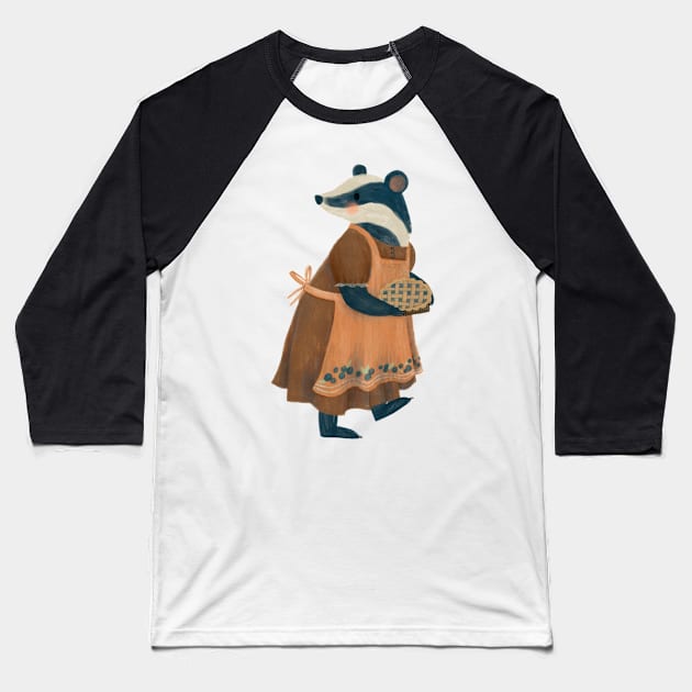Blueberry Badger Baseball T-Shirt by annyamarttinen